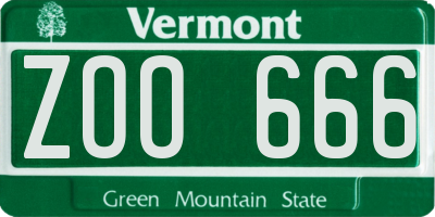 VT license plate ZOO666