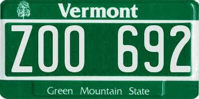 VT license plate ZOO692