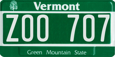 VT license plate ZOO707