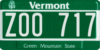 VT license plate ZOO717