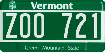 VT license plate ZOO721