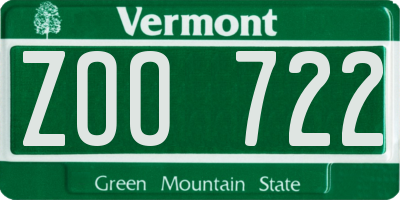 VT license plate ZOO722