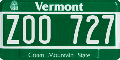 VT license plate ZOO727