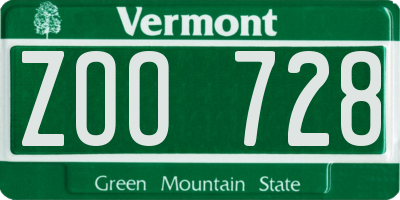 VT license plate ZOO728