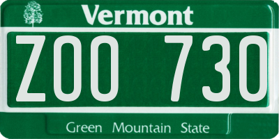VT license plate ZOO730