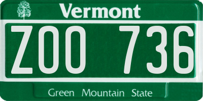 VT license plate ZOO736