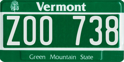 VT license plate ZOO738
