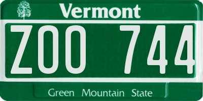 VT license plate ZOO744