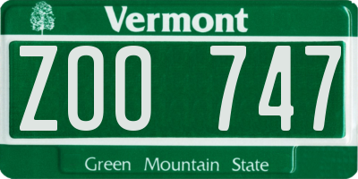 VT license plate ZOO747