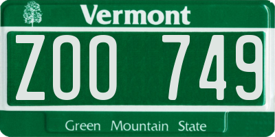 VT license plate ZOO749