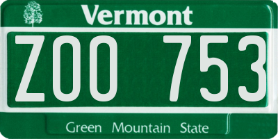 VT license plate ZOO753