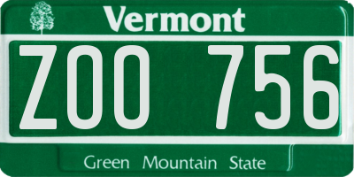 VT license plate ZOO756