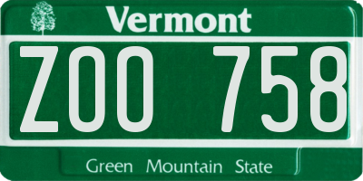 VT license plate ZOO758