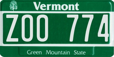 VT license plate ZOO774