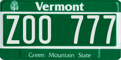 VT license plate ZOO777