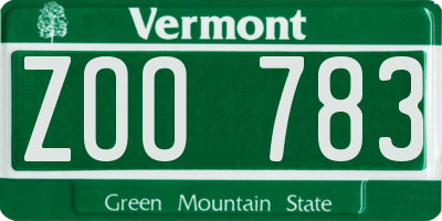 VT license plate ZOO783