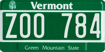 VT license plate ZOO784