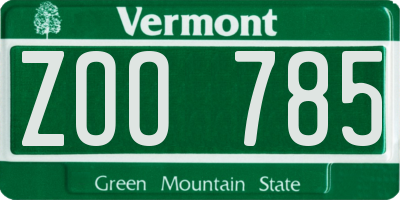 VT license plate ZOO785