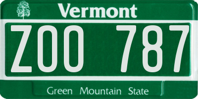 VT license plate ZOO787