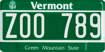 VT license plate ZOO789