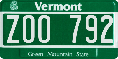 VT license plate ZOO792