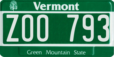 VT license plate ZOO793