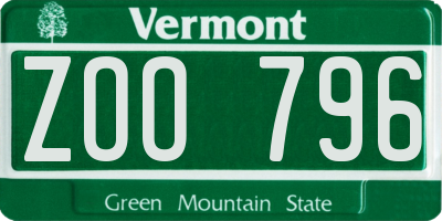 VT license plate ZOO796