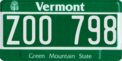 VT license plate ZOO798