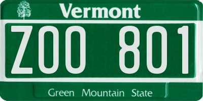 VT license plate ZOO801