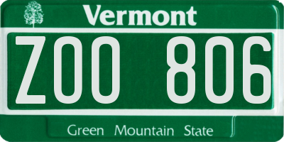 VT license plate ZOO806