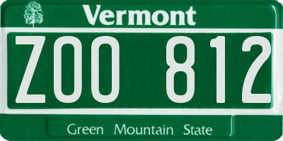VT license plate ZOO812