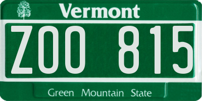 VT license plate ZOO815