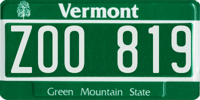 VT license plate ZOO819