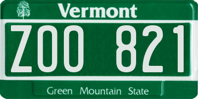 VT license plate ZOO821