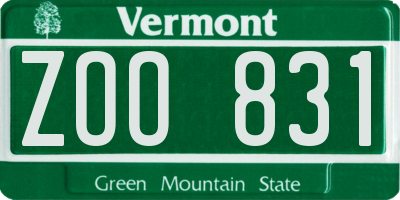 VT license plate ZOO831