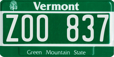 VT license plate ZOO837