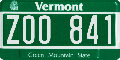 VT license plate ZOO841