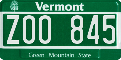VT license plate ZOO845