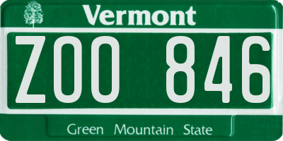 VT license plate ZOO846