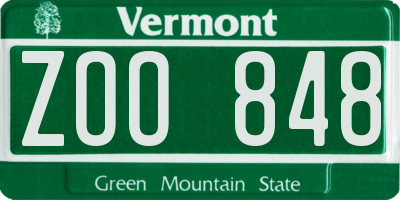 VT license plate ZOO848