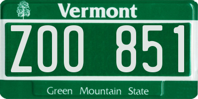 VT license plate ZOO851