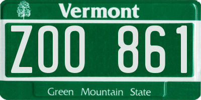 VT license plate ZOO861
