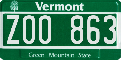 VT license plate ZOO863