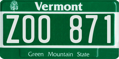 VT license plate ZOO871