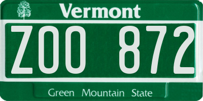 VT license plate ZOO872