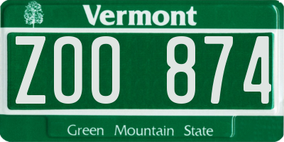 VT license plate ZOO874