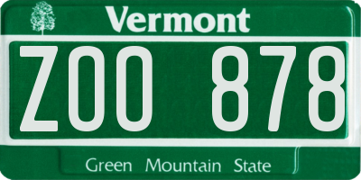 VT license plate ZOO878