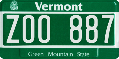 VT license plate ZOO887
