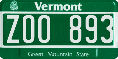 VT license plate ZOO893