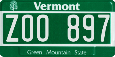VT license plate ZOO897
